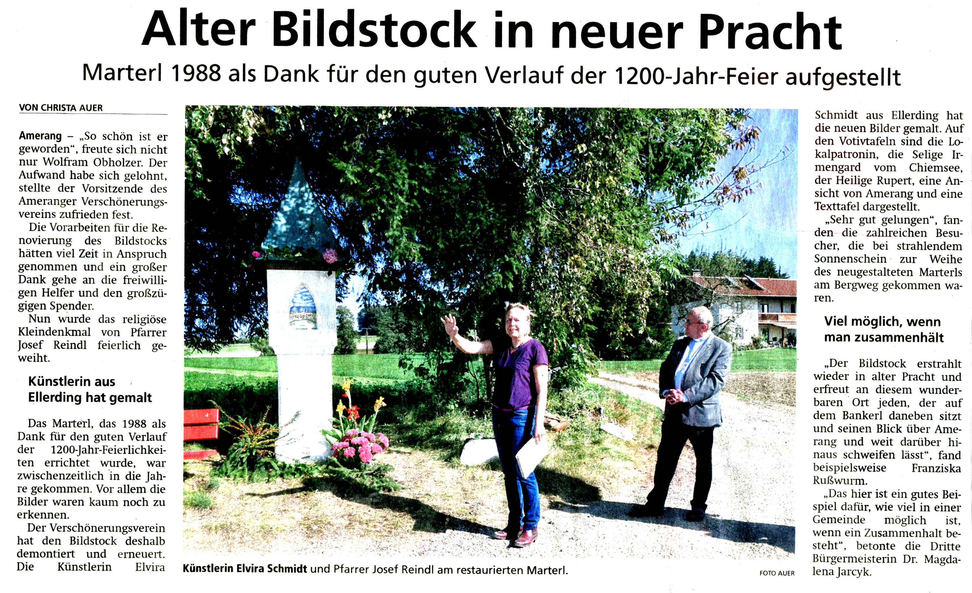 Zeitungsbericht zur Einweihung