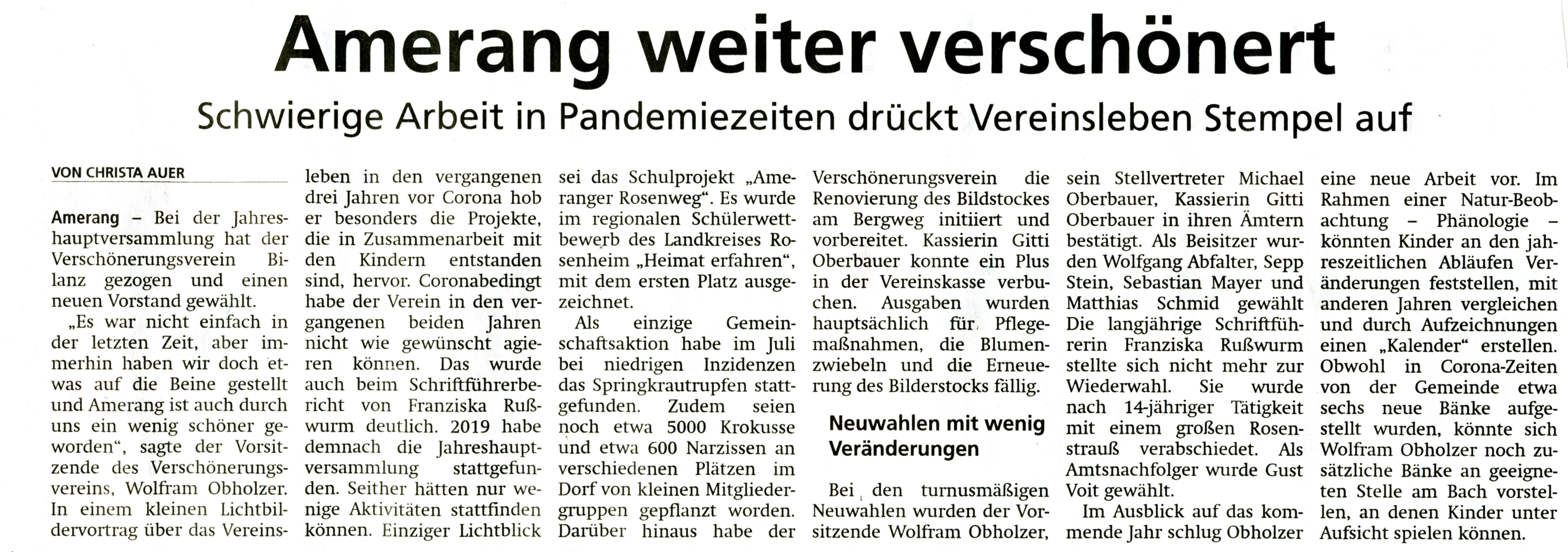 Zeitungsbericht zur Vollversammlung